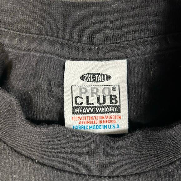 Pro Club Heavy Weight T Shirt Mens 2XL Tall Black 100% Cotton‎ USA Fabric - Picture 3 of 6